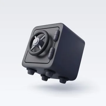 3d Vector realistic Safe Bank Box icon, Protection money savings concept. Stock Illustration