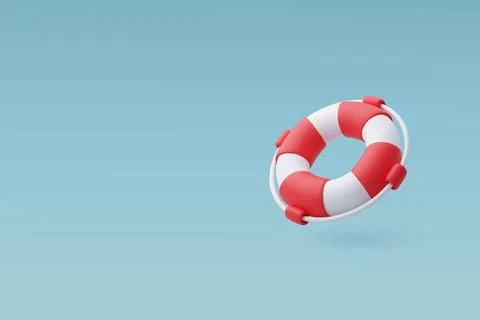 3d Vector Red and White Life Rescue, Lifebuoy. Summer Journey. Stock Illustration