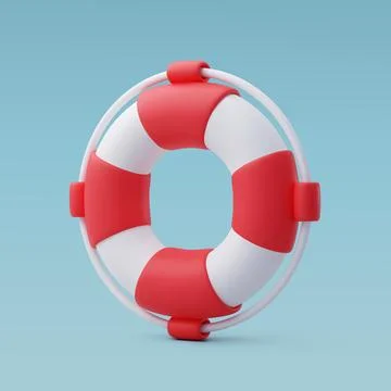 3d Vector Red and White Life Rescue, Lifebuoy. Summer Journey. Stock Illustration