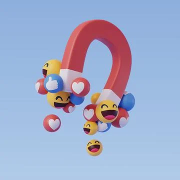 3d vector of Red Horseshoe Magnet with emoticon Stock Illustration