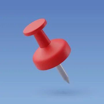 3d Vector Red push pin, Fixing memo task for office. Stock Illustration