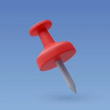 3d Vector Red push pin, Fixing memo task for office. Stock Illustration