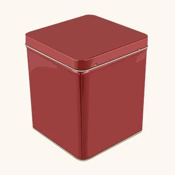 3D Vector Red Square or Rectangular Stainless Steel Popcorn Tin Box Stock Illustration