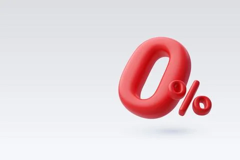 3d Vector Red zero percent or 0% special offer and discount. Stock Illustration