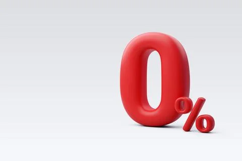 3d Vector Red zero percent or 0% special offer and discount. Stock Illustration