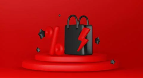 3d vector render online shopping bag using tags promotion or cash for future use Illustrazione stock