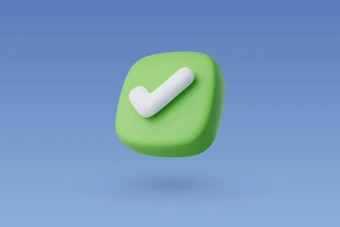 3d Vector Right Checkmark box, Approvement concept. Stock Illustration