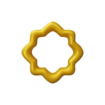 3D vector round golden frame with Arabic theme. Decoration element. Stock Illustration