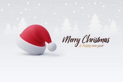 3d Vector Santa Claus hat, Merry Christmas or New Year greeting concept. Stock Illustration