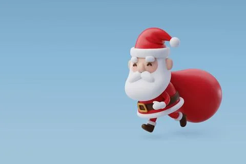 3d Vector Santa claus with Red bag, Merry Christmas and Happy new year. Stock Illustration