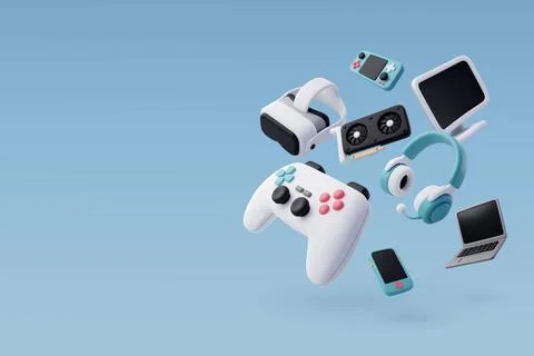 3d Vector set of games icon, Video game and esports, Game concept. Stock Illustration