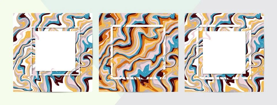 3d vector set of square frames. Paper cut promotion  banner for social media Stock-Illustration