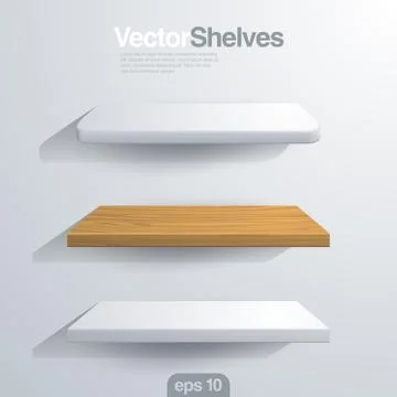 3d vector shelves. rectangle and rounded corner shape. Stock Illustration