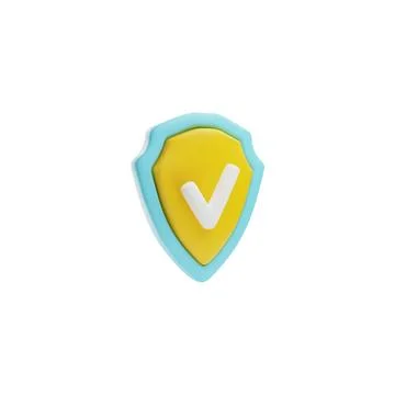3D vector shield icon for guaranteeing safety on isolated background. Stock Illustration