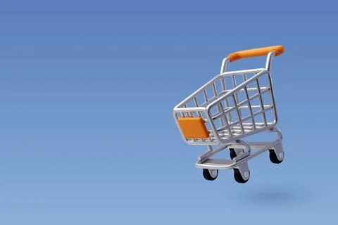 3d Vector Shopping Trolley with Parcel boxes, Shopping Online Concept. Stock Illustration