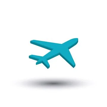 3D Vector Simple Airplane Design, 3D Airplane Icon Soaring In The Air Stock Illustration