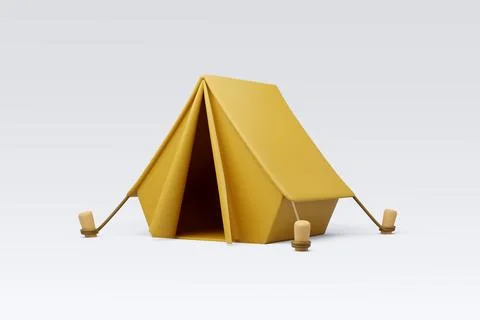 3d Vector Small camping tent, Travel and camping adventure concept. Stock Illustration