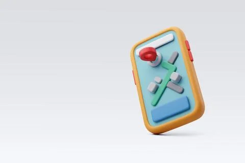 3d Vector Smartphone with map GPS navigation, Road trip, Tourism and Travel. Stock Illustration