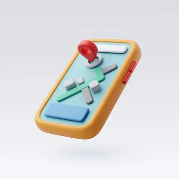 3d Vector Smartphone with map GPS navigation, Road trip, Tourism and Travel. Stock Illustration