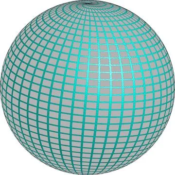 3D Vector Sphere with Cyan Wireframe Grid Gradient on White Background Illustrazione stock