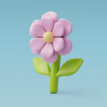 3d Vector Spring Pink flower. Happy Mother's Day, Valentine Day concept. Stock Illustration