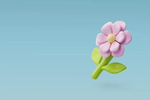3d Vector Spring Pink flower. Happy Mother's Day, Valentine Day concept. Stock Illustration