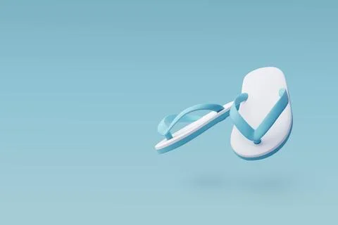 3d Vector Summer Beach Flip Flops sandals, Hello Summer, Summertime. Stock Illustration