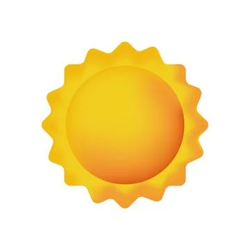 3d vector sun realistic illustration. Summer solar object isolated. Minimal.. Stock Illustration