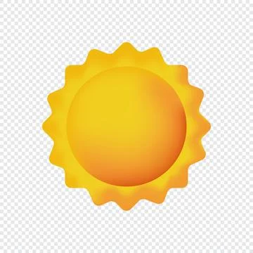 3d vector sun realistic illustration. Summer solar object isolated. Minimal.. Illustrazione stock