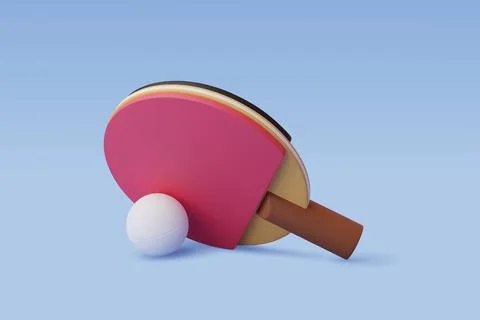 3d Vector Table Tennis Racket with Ball, Ping-pong bat. Stock Illustration