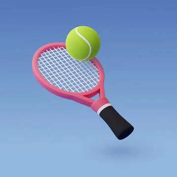 3d Vector Tennis Racket with Ball, Sport and Game competition concept. Stock Illustration