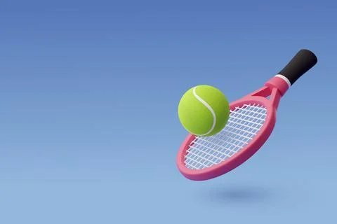 3d Vector Tennis Racket with Ball, Sport and Game competition concept. Stock Illustration