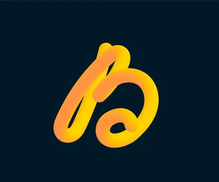 3D Vector tube of the letter B. Calligraphy vector illustration. Stock Illustration