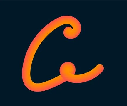 3D Vector tube of the letter C. Calligraphy vector illustration. Stock Illustration