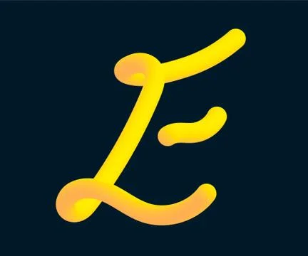 3D Vector tube of the letter E. Calligraphy vector illustration. Stock Illustration