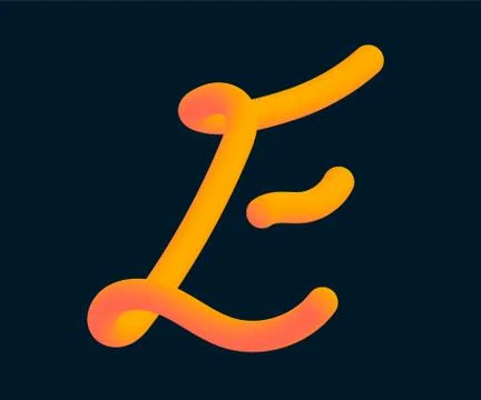 3D Vector tube of the letter E. Calligraphy vector illustration. Illustrazione stock