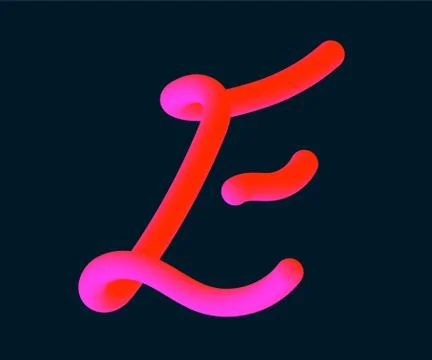 3D Vector tube of the letter E. Calligraphy vector illustration. Ilustración de archivo