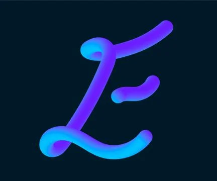 3D Vector tube of the letter E. Calligraphy vector illustration. Stock Illustration