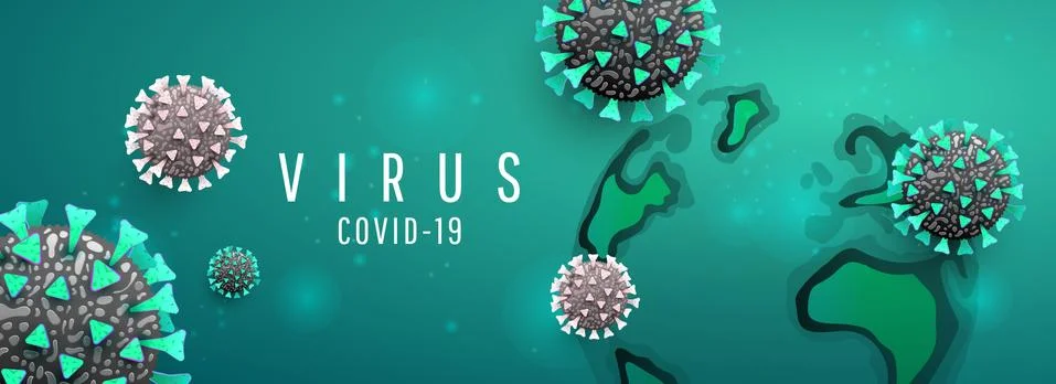 3d vector virus cells, bacterium or microbes on green horizontal background.  Stock Illustration