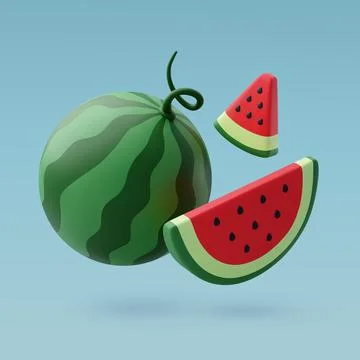 3d Vector Watermelon, Hello Summer, Summertime, Back to travel Concept. Stock Illustration