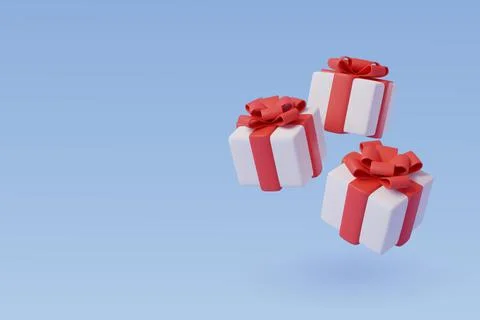 3d Vector of White Gift box on blue. Holiday, Celebration concept. Stock Illustration