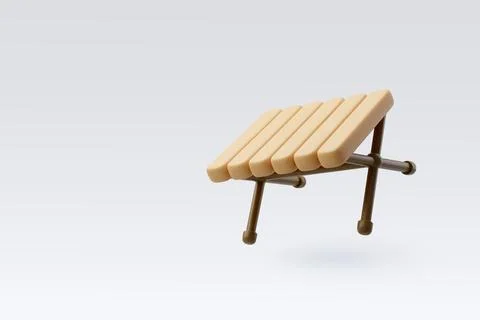 3d Vector Wooden camping table, Travel and camping adventure concept. Stock Illustration