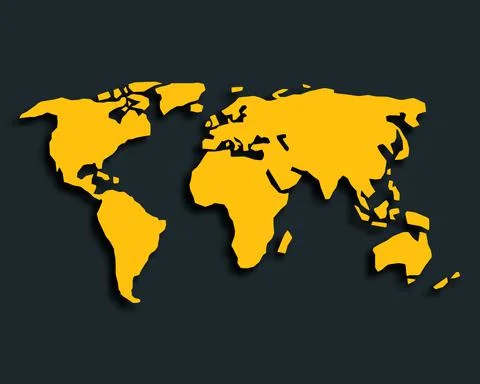 3d vector world illustration with smooth vector shadows and orange map of the Stock Illustration