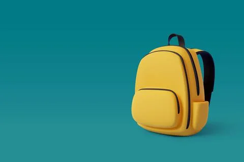 3d Vector of Yellow Backpack, Back to school and education concept Stock Illustration