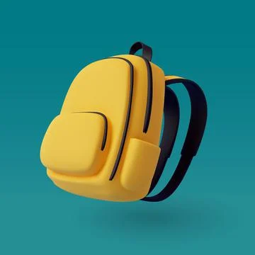 3d Vector of Yellow Backpack, Back to school and education concept Stock Illustration