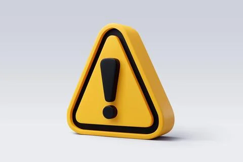 3d Vector Yellow warning sign with Exclamation mark concept. Stock Illustration