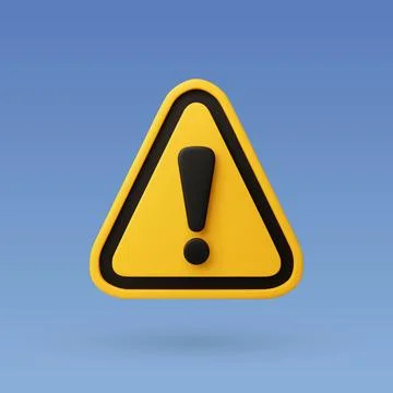 3d Vector Yellow warning sign with Exclamation mark concept. Stock Illustration