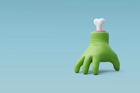 3d Vector Zombie fingers with bone, Halloween holiday concept. Stock Illustration