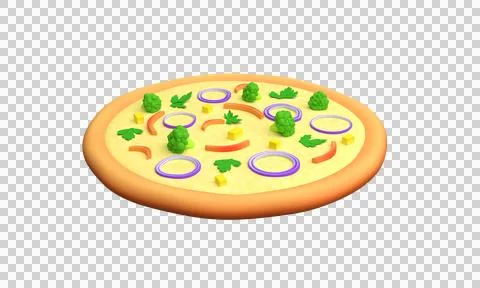 3d vegetarian pizza with vegetables Stock Illustration