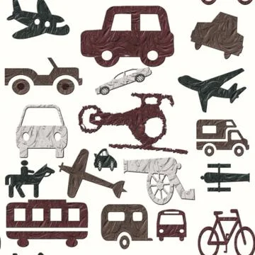 3d vehicle icon seamless pattern kids type Stock Illustration